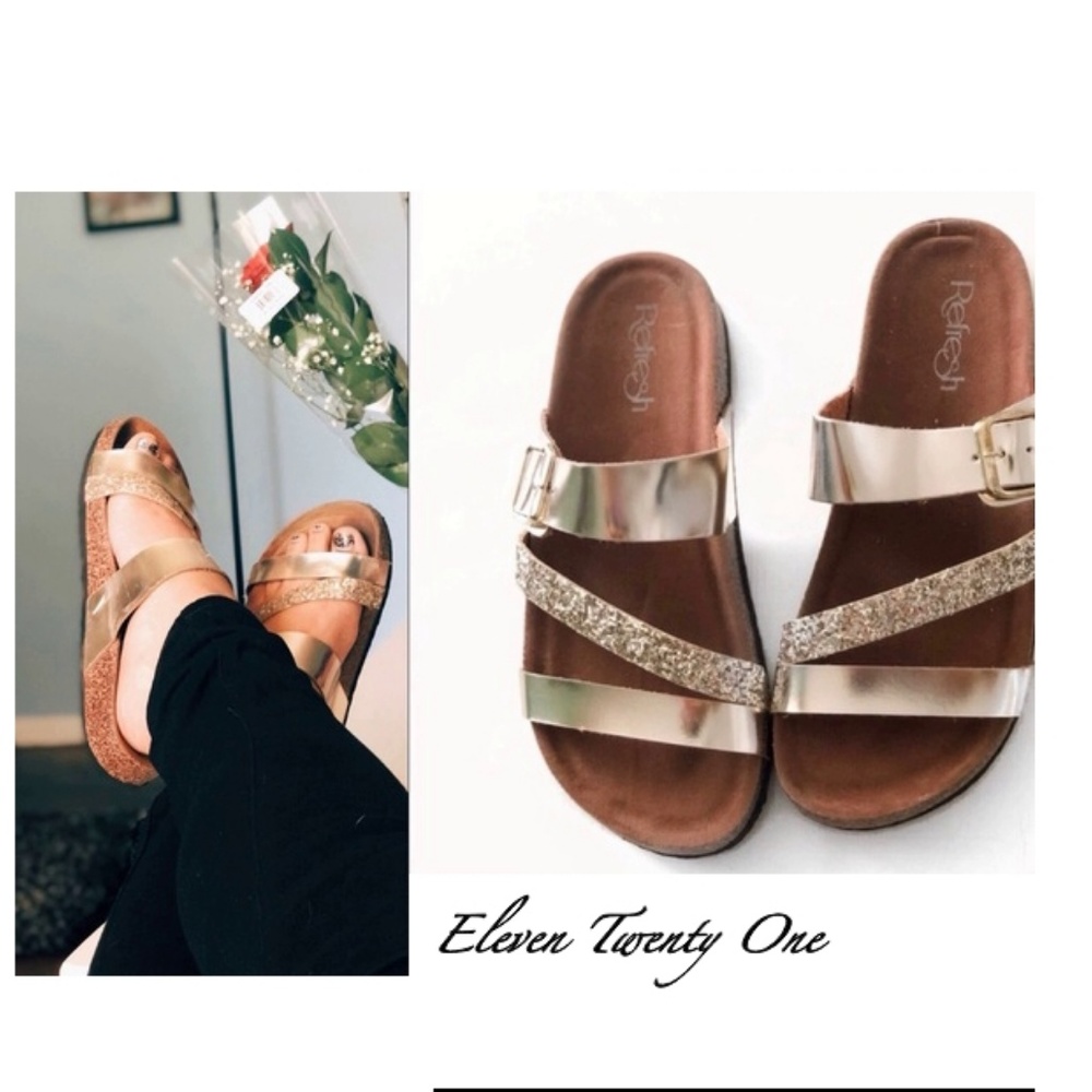 Metallic & Glitter Birk-style Leather Sandal